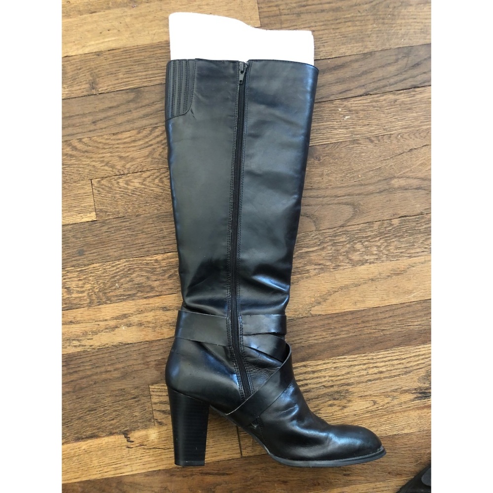 *WMNS SIZE 11 Ellen Tracy  LEATHER BLACK BOOTS